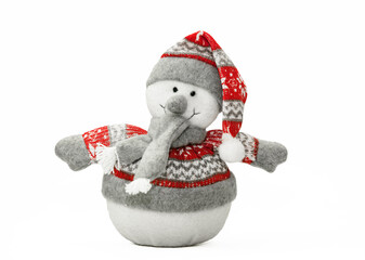 Isolated toy white new year snowman