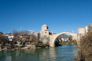 view of the Stari Most in Mostar, Bosnia and Herzegovina