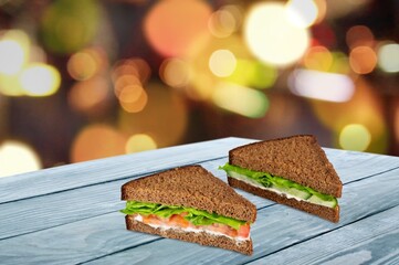 Leftovers Christmas sandwich with turkey, stuffing and sauce