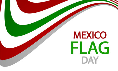 Mexico Flag Day ribbon banner, vector art illustration.