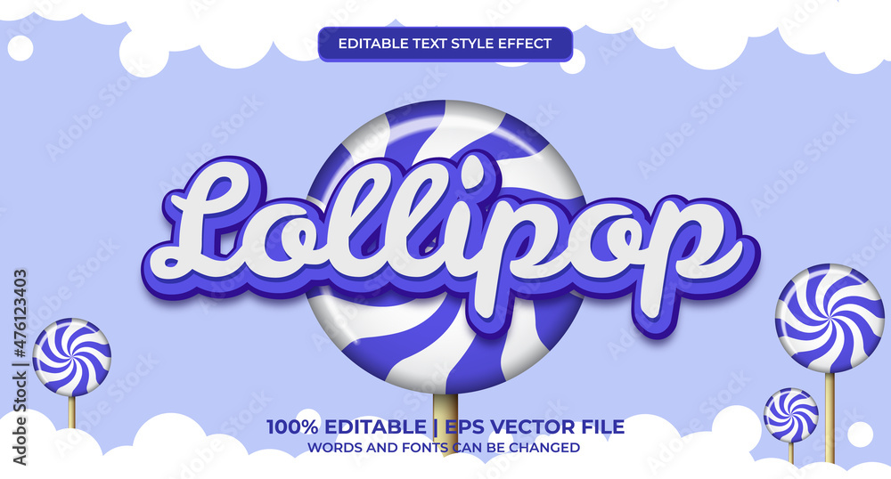 Poster editable text effect - sweet lollipop style. lollipop editable text effect in modern trend style. pr