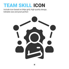 Team skill icon vector with glyph style isolated on white background. Vector illustration leadership sign symbol icon concept for business, finance, industry, company, apps, web and project