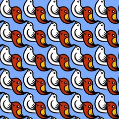 seamless pattern of cute bird cartoon