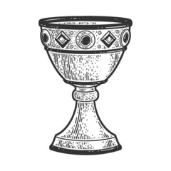 precious antique goblet sketch engraving vector illustration. T-shirt apparel print design. Scratch board imitation. Black and white hand drawn image. - obrazy, fototapety, plakaty
