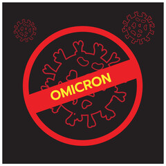 vector icon epidemic omicron infection with stop on a black background