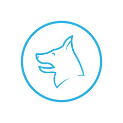 German shepherd dog head symbol Round flat icon, vector illustration