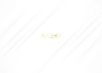 White luxury abstract background with golden lines and shadows. Premium vector illustration