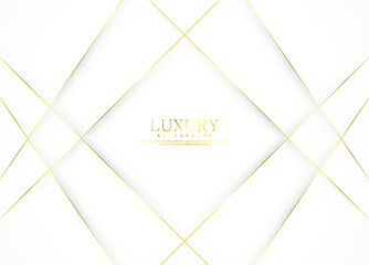 White luxury abstract background with golden lines and shadows. Premium vector illustration