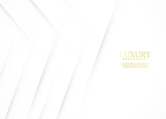White luxury abstract background with golden lines and shadows. Premium vector illustration
