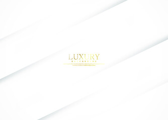 White luxury abstract background with golden lines and shadows. Premium vector illustration