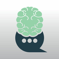 Brain Chat Logo Design Template.  Mind with chat symbol.