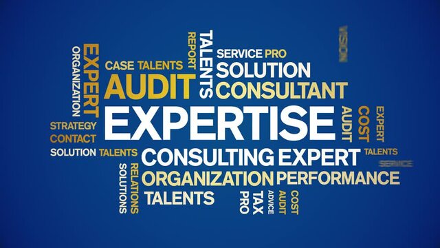 Expertise animated tag word cloud;text design animation kinetic typography seamless loop.