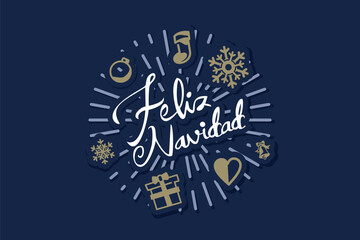 Fototapeta premium Translation: Merry Christmas. Feliz Navidad vector text Calligraphic Lettering design card template. Suitable for greeting card, poster and banner.