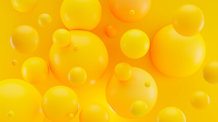 Trendy Festive Background with yellow 3D Spheres. Colorful minimal backdrop suited for festival or event invitation.