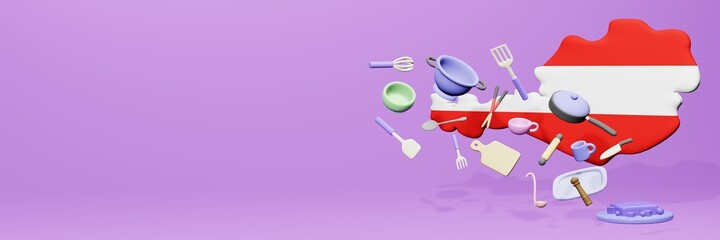 3d rendering of kitchen utensils usage in Austria for data display