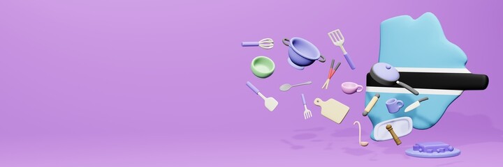3d rendering of kitchen utensils usage in Botswana for data display