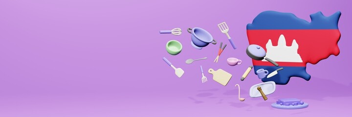3d rendering of kitchen utensils usage in Cambodia for data display