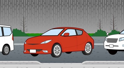 背景と車