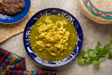 Scrambled egg with green sauce. Mexican food