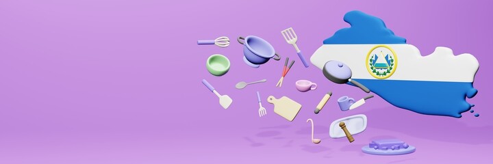 3d rendering of kitchen utensils usage in El Salvador for data display
