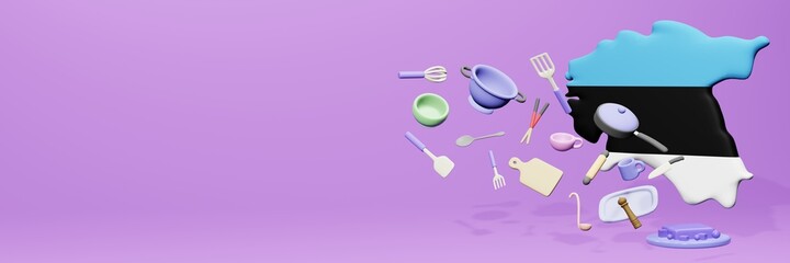 3d rendering of kitchen utensils usage in Estonia for data display