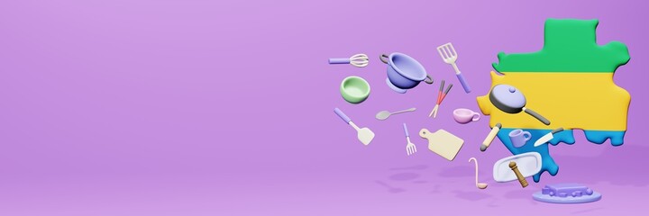 3d rendering of kitchen utensils usage in Gabon for data display