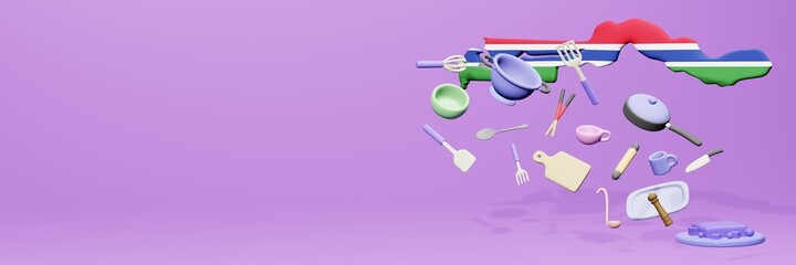 3d rendering of kitchen utensils usage in Gambia for data display