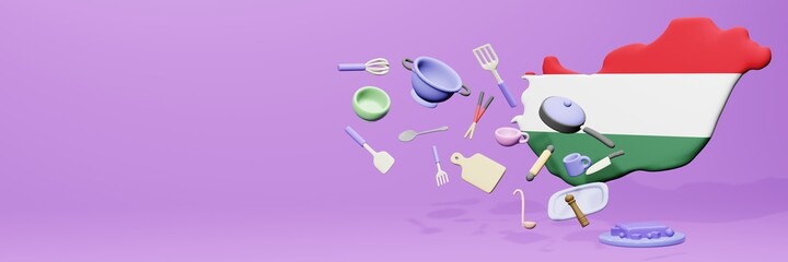 3d rendering of kitchen utensils usage in Hungary for data display