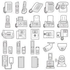 様々な電化製品のイラスト / 通信機器
