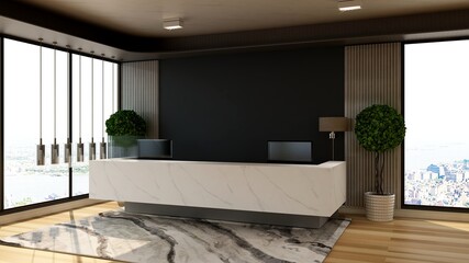 blank office wall in the reception room for company logo mockup