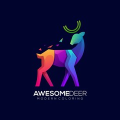 deer modern geometry colorful gradient logo template