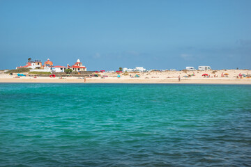 Fototapeta na wymiar View of the beautiful El Cotillo and Los Lagos Beach (Playa de Los Lagos) - Fuerteventura, Canary Islands, Spain