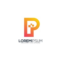 Letter P modern technology gradient colorful