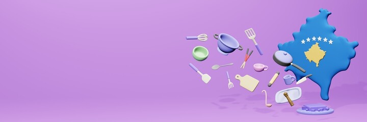 3d rendering of kitchen utensils usage in Kosovo for data display