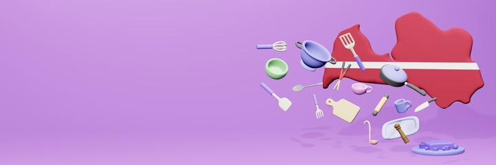 3d rendering of kitchen utensils usage in Latvia for data display