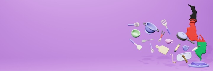 3d rendering of kitchen utensils usage in Malawi for data display