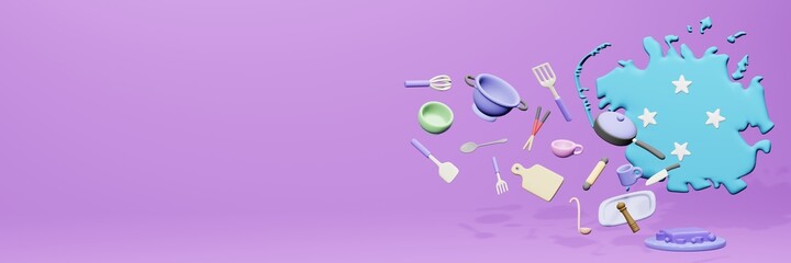 3d rendering of kitchen utensils usage in Micronesia for data display
