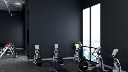 modern gym 3d interior design for gym or sport logo mockup