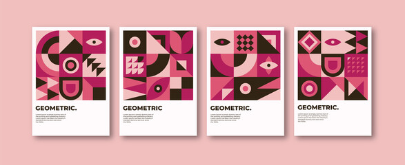 Abstract design cover collection in bauhaus style