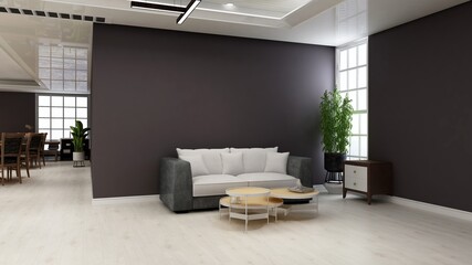 modern office lobby waiting room for company logo mockup