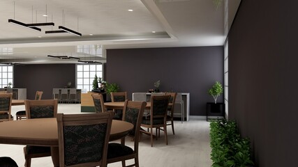 Fototapeta na wymiar luxury restaurant 3d design interior for wall mockup