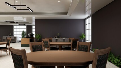 luxury restaurant 3d design interior for wall mockup