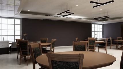 luxury restaurant 3d design interior for wall mockup