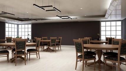 luxury restaurant 3d design interior for wall mockup