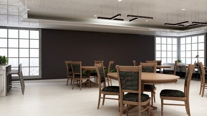 luxury restaurant 3d design interior for wall mockup
