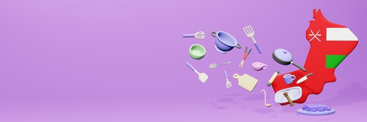 3d rendering of kitchen utensils usage in Oman for data display