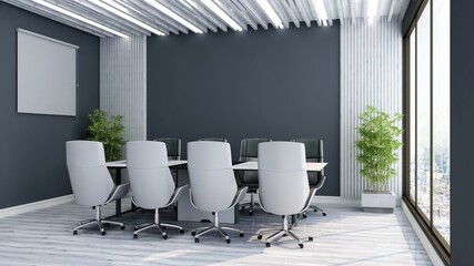 blank wall in luxury office meeting room 3d render interior design