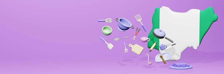 3d rendering of kitchen utensils usage in Nigeria for data display