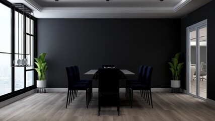 Naklejka na ściany i meble blank wall in luxury office meeting room 3d render interior design