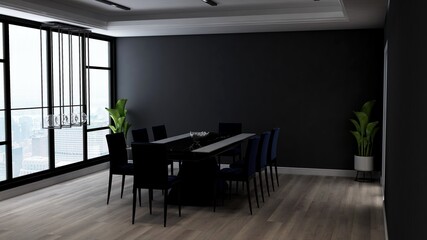 blank wall in luxury office meeting room 3d render interior design